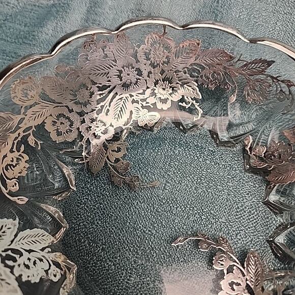 Vintage Silver Overlay Candy Nut Dish Grannycore Cottagecore Bougie - Picture 2 of 6